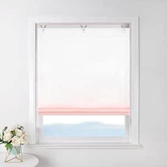 ESLIR Roman Blind No Drilling Required Transparent with Eyelets Colour Gradient Curtains with Hooks Eyelet Roller Blind Modern Curtains Pink W x H 80 x 130 cm 1 Piece