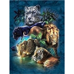 Meecaa Paint by Numbers Beast Animal Lion Tiger Leopard Kit for Adults Beginners DIY Oil Painting 16 x 20 Inch (Biest, Framed)