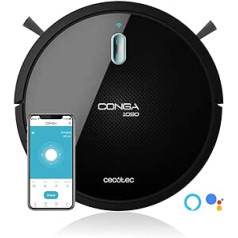 Cecotec Robot Vacuum Cleaner Conga 1090 Connected Force, App Control, Vacuum, Sweep, Scrub and Wipe, Alexa and Google Assistant, Special Brush for Pets