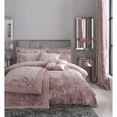Catherine Lansfield Crushed Velvet Blush Double Duvet Cover Set