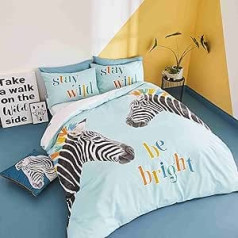 Catherine Lansfield Stay Wild Easy Care Zebra Blue Duvet Cover Set