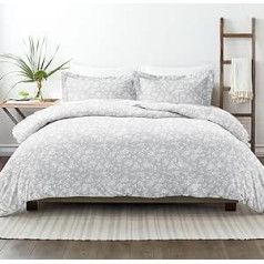 Home Collection iEnjoy Home Hotel Collection Premium Ultra Soft Rose Pattern 3-Piece Bedding Set, King/California King Size, Light Grey