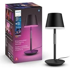 Philips Hue White & Color Ambiance Go Portable Table Lamp, 370 lm, Black, Up to 16 Million Colours, Controllable via App and Button, Compatible with Amazon Alexa (Echo, Echo Dot)