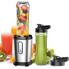 Smoothie Maker, 500 W Mini Stand Mixer & Smoothie Maker with 2 x 600 ml Smoothie Bottles, BPA-Free Tritan, Portable Mixer, Smoothie Maker Made of Stainless Steel, 4 Sheets for Shake, Smoothie and Baby