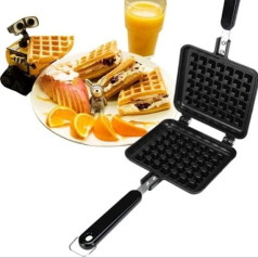 Waffle Pan, Aluminium Non-Stick Double Sided Square Shaped Hob Waffle Iron Pan for Household Cafe Restaurant Pastry Shop
