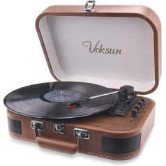Turntable, Bluetooth Vinyl Record Player, Turntable and Digital Encoder with 3-Speed 33/45/78 rpm, Built-in 2 Stereo Speakers, Aux-In RCA, Case Design