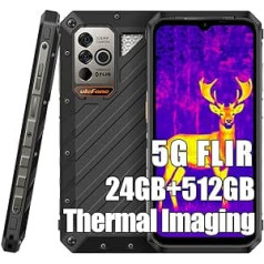 Ulefone Power Armor 18T Ultra Outdoor Mobile Phone 5G Smartphone, Dimensity 7050 24GB + 512GB, 108MP + Thermal Imaging Camera, 9600mAh, 6.58 Inch FHD+, Android 13 IP68 Mobile Phone without Contract,