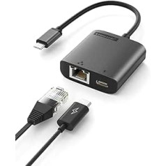 USB C to Ethernet Adapter with Charging, Lemorele USB C to RJ45 Gigabit Ethernet LAN Network Adapter with PD 3.0 USB-C Ethernet Adapter, for MacBook Pro, MacBook Air 2020, iPad Pro 2020, and More