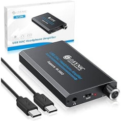 eSynic Headphone Amplifier Portable HiFi Amplifier Audio Rechargeable Headphone Amplifier with 1 m Type C Cable and Lithium Battery for MP3 Mobile Phone Laptop