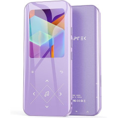 AGPTEK MP3 Player Bluetooth 5.3, 32GB HiFi Sound Music Player with 2.4 Inch TFT Colour Screen, Headphones, Speakers, Touch Buttons, FM Radio, E-Book, Recording, Supports TF-128GB, Purple