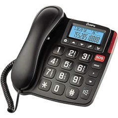 Olympia Seniors Large Button Telephone Landline Telephone Hearing Aid Compatible Large SOS and Hands-Free Buttons