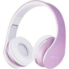 PowerLocus Bluetooth Headphones Over Ear, Wireless Headphones, HiFi Stereo, Foldable Headphones with Microphone, Soft Ear Pads, Micro SD/TF, FM Radio for iPhone/Android/Tablet/Laptop (White/Purple)