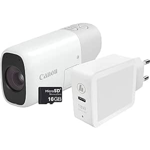 Canon PowerShot Zoom Essential Kit WHT Digital Binoculars with Photo & Video Function, up to 800 mm Focal Length, Quiet Image Thanks to Optical Image Stabiliser, Battery, Full HD, Wi-Fi, Bluetooth,