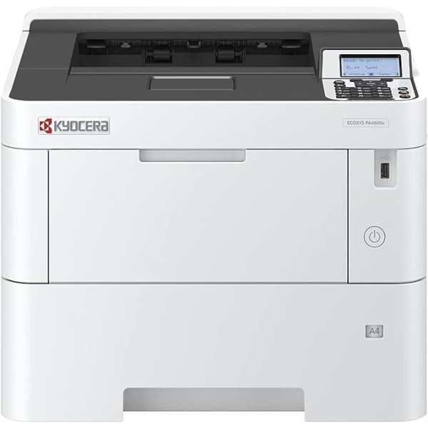 Kyocera Ecosys PA4500x Black and White Laser Printer Duplex Unit 45ppm 100+500 Sheets Tray Gigabit LAN Incl. Mobile Print Function, Successor to P3145dn