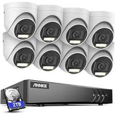 ANNKE 8CH 5MP Surveillance Camera Set with Smart Person Detection and Vehicle Detection, H.265+ DVR (2TB HDD) with 8 Weatherproof 5MP PIR Outdoor IP67 Dome Camera, Visual Alarm, 30 m EXIR Night Vision