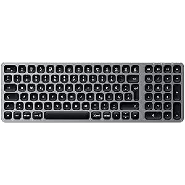 SATECHI Compact Wireless Bluetooth Keyboard with Backlight - Bluetooth 5.0 & Multi-Device Sync - Compatible with 2020/2018 MacBook Air, iPad Pro, MacBook Pro (German)