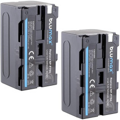 2 x Blumax Batteries Compatible with Sony NP-F750 / NP-F550 / NP-F970 / NP-F960 / NP-F570 / 5200 mAh - (Blackmagic NP-F570) - Also for Various Flash Units Video Lights