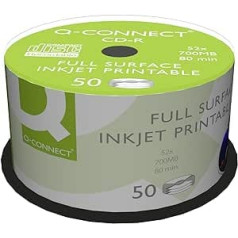 Q-CONNECT KF18020 52 x bedruckbare CD-R Discs für Tintenstrahldrucker (50 Stück)