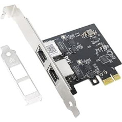 QSFPTEK 2.5Gbase-T Ethernet Network Card (2 Port), 2.5 Gigabit Dual RJ45 Port PCI-E Network Card NIC with Realtek RTL8125B for Windows 11/10/8/7, Windows Server, Linux