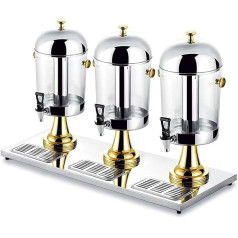 Selbstbedienungs-Getränkemaschine aus Edelstahl, kommerzielle Heiß- und Kaltgetränkemaschine mit Wasserhahn, 24L3-Fass-Saftmaschine,Gold