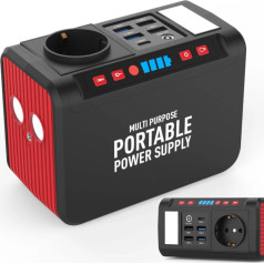 Pārnēsājama strāvas bankas uzlādes stacija 4xUSB 1xUSB-C 1xDC 1xAC 6 Ah LED