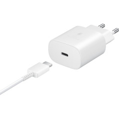 Samsung 2in1 25W sienas lādētājs + USB-C kabelis 1m balts