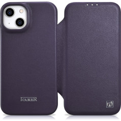 Icarer Ādas maciņš iPhone 14 Plus ar magnētisko atloku MagSafe CE Premium Leather violets