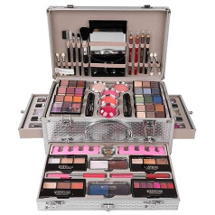 JasCherry Make-up Case, Multifunctional Make-Up Cosmetic Makeup Set with Lip Gloss, Eyeshadow, Blush Rouge, Pressed Powder Powder - Makeup Set Case Box for Face, Eyebrow, Eyes and Lips #1