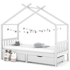 Children's Bed with Drawers Solid Pine Wood 90 x 200 cm White