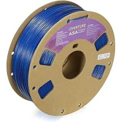 OVERTURE ASA Filament 1.75 mm, Spool 1 kg (2.2 lbs), Dimensional Accuracy +/- 0.03 mm, for 3D Printers (Diamond Blue)