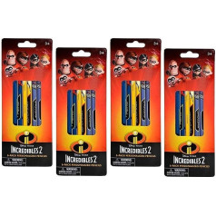 Disney Pixar Incredibles Bleistifte mit Radiergummis (insgesamt 24 Stück), 4er-Pack
