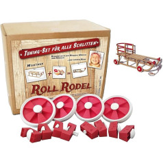 Roll Rodel Bausatz (ohne Schlitten) - Tuning Set für alle Holzschlitten/Rollen für Kinderschlitten/Räder für Schlitten aus Holz