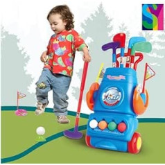 MIELIMON Golfspiele für Kinder, Mini Golf mit 4 Golfschlägern, 4 Golfball, Golfwagen, Übungslöchern und Tees, Spielzeug Golf Set Geschenk für Mädchen Jungen 3 Jahre