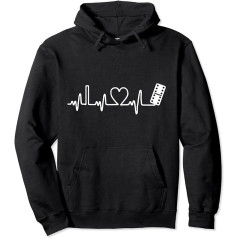 Domino Heartbeat ECG Machine I Love Domino Pullover Hoodie, black