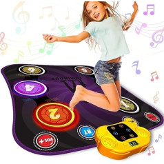 littneo Dance Mat Children, Toy for Girls, Birthday Gift Girls 3 4 5 6 7 8 9 10+, Music Mat with LED Lights and Bluetooth Function