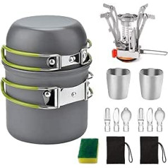 Cozywind Camping Cookware Set Camping Pot for 1-2 People Camping Pots Outdoor Camping Cooking Set Foldable Camping Cooking Pot Aluminium Picnic Pots with Mini Camping Stove