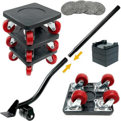 Pulley Furniture Transport Castors Set, Furniture Lifter with 4 Pieces Moving Sliders Heavy Furniture Castors Moving Tools Max for 400 kg, 360 Degree Rotating Pads PU Wheel