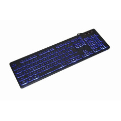 Gembird multimedia keyboard with three-color backlight USB, US layout, black