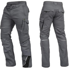 LEIB WÄCHTER Flex-Line Premium Work Trousers Grey/Black with Spandex Size 42-68/24-30/90-110 (44), darkgray