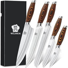 WILDMOK X50CrMoV15 German Stainless Steel Kitchen Knife, With Premium Orange Coloured Pakkawood Handle