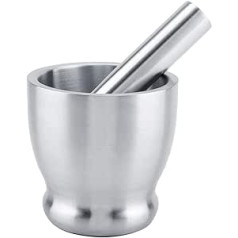 Mortar Pestle Set Stainless Steel Anti Rust Spices Pestle Manual Garlic Mill Ergonomic Long Handle Pestle Mixing Tools for Crushing Grinding Herbs Spices Pills Sesame Seeds