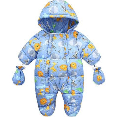 Snowsuit Baby 86 Warm Winter Autumn Winter Overall Newborn Set Zip Up 6-9 Months First Equipment Newborn WalkoOverall Winter Overall with Feet with Ears Hood Fleece Winter Clothing
