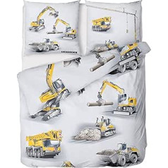 Liebherr Digger Bed Linen 135 x 200 cm 2-Piece Summer Bed Linen Children's Bed Linen Boys with Construction Site Motifs for Children – Liebherr – Cotton
