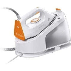 Braun CareStyle 1 Pro IS 1511 WH, Steam Iron with FreeGlide 3D Technology, Vertical Steam, Anti-Drip Function, 1.7 L Water Tank, 5.5 Bar, 360 g/min, 2200 W, White/Orange