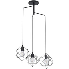 EGLO Straiton Pendant Light, 3-Bulb Pendant Lamp, Vintage, Industrial, Steel Pendant Light in Black, Dining Table Lamp, Living Room Lamp, Hanging with E27 Socket, Diameter 65 cm