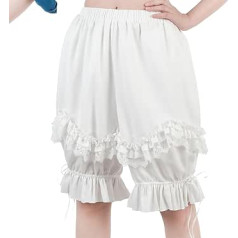 NSPSTT Lolita Bloomers for Women Ruffle Pumpkin Trousers White Shorts