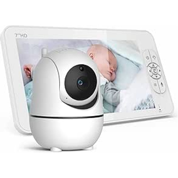 Septpenta Baby Monitor with Camera and Audio, Two-Way Audio Smart Baby Monitor with 7 Inch 1024 x 600 Screen, 960 Feet Long Distance Transmission Video Baby Monitor with Temperature Detection for