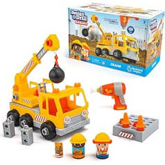 Learning Resources Design & Drill Screwdriver Buddy Crane Toy for Disassembly with Electric Toy Drill, STEM Toy for Preschool, for Boys and Girls from 3 Years