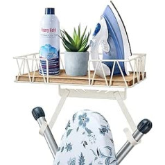 TJ.MOREE Ironing Board Hanger, Wall Mount, Laundry Room, Iron and Ironing Board Holder with Large Wooden Storage Basket and Removable Hooks