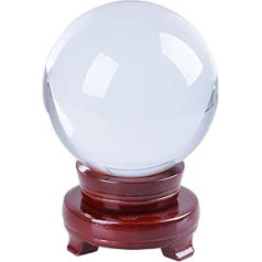 LONGWIN K9 120mm Crystal Ball Photography Props Clear with Red Rotating Wooden Stand Gift Packaging